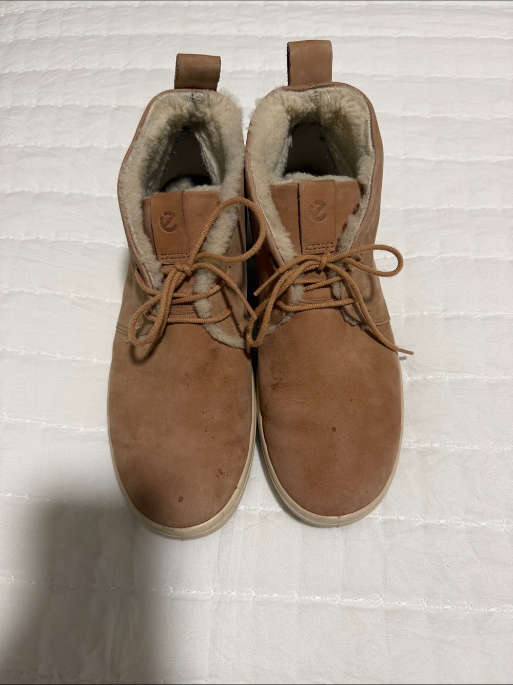 Ecco Women's Brown Suede Shearling-Lined Chukka Boots